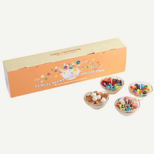 Southlake Gifts Canada Cereal Scentsation candle gift set comes with gifting candle package that is ready to be gifted.