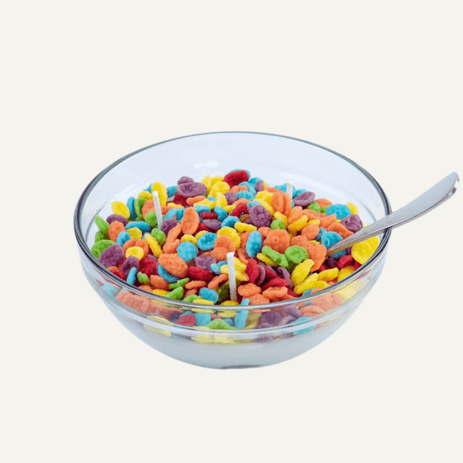 Fruity Pebbles Cereal Candle - Immerse yourself in the sweet and fruity aroma of Fruity Pebbles with this unique candle from Southlake Gifts Canada