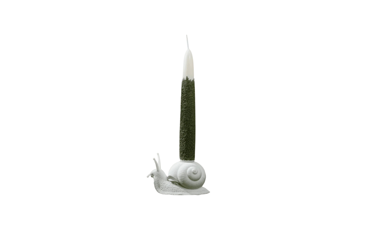 Southlakegifts canada:Moss Taper Candle and Snail Candle Holder Set