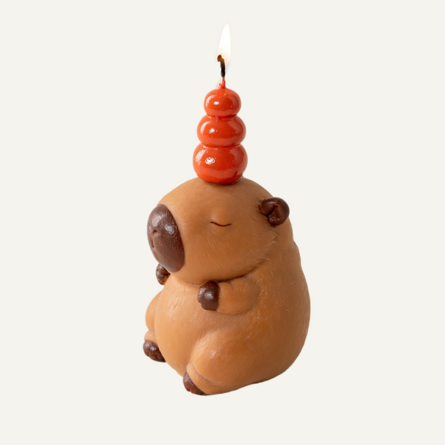 Capybara Candle – realistic animal-shaped soy wax candle product shot on white background by Southlake Gifts Canada