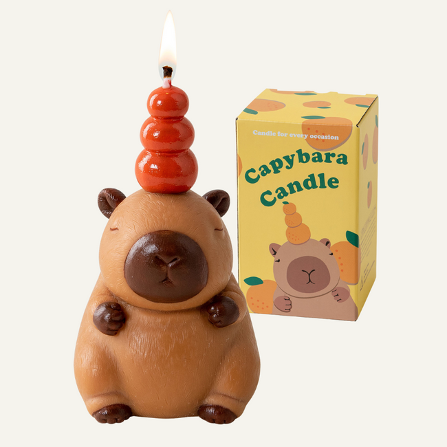 Capybara Candle with packaging – product display on white background by Southlake Gifts Canada, novelty animal candle gift