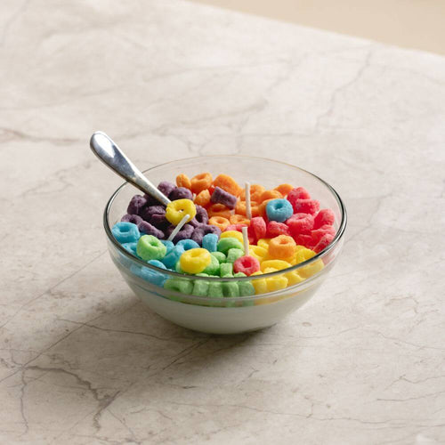 Decorative Candles - Froot Loops Inspired - Add a touch of fun to your home decor with this eye-catching Froot Loops Cereal Candle