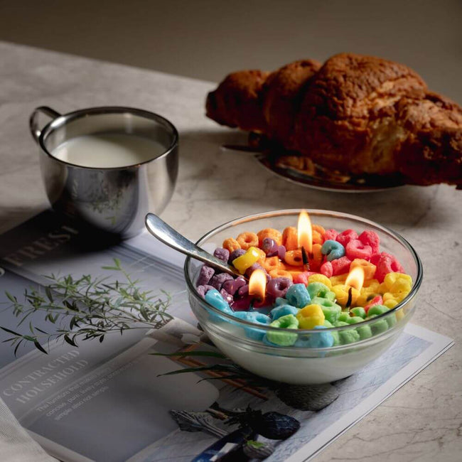 Froot Loops Cereal Candle from Southlake Gifts Canada- A delightful scented candle bringing the playful aroma of Froot Loops to your space