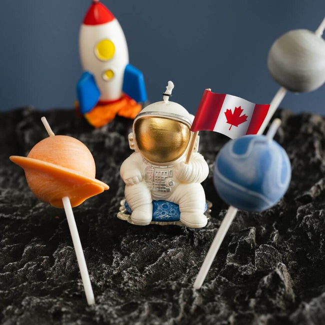A complete set of intergalactic beauty to your home decor/cake topper with outer space planet candles! Don't forget to support Canada!