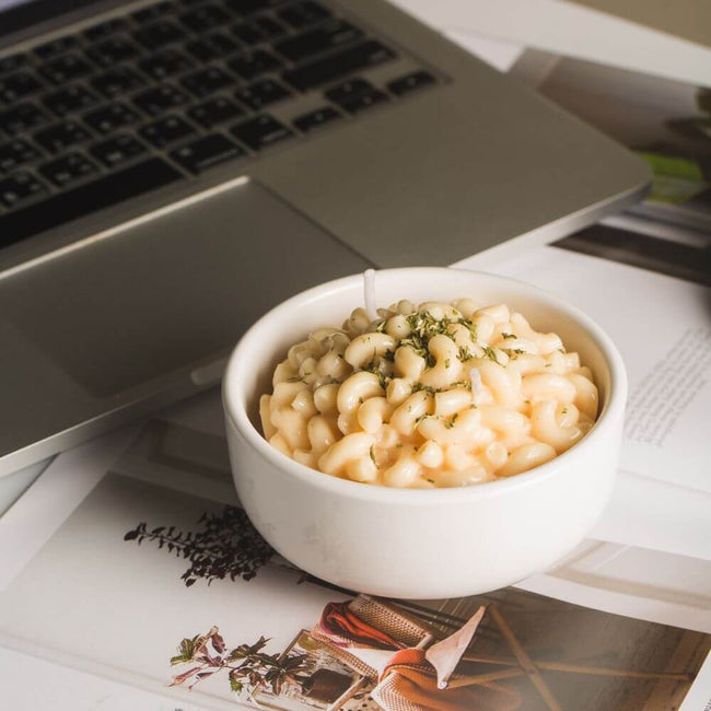 The Macaroni and Cheese Candle Bowl smells cheesy and the real thing from Southlake Gifts Canada.