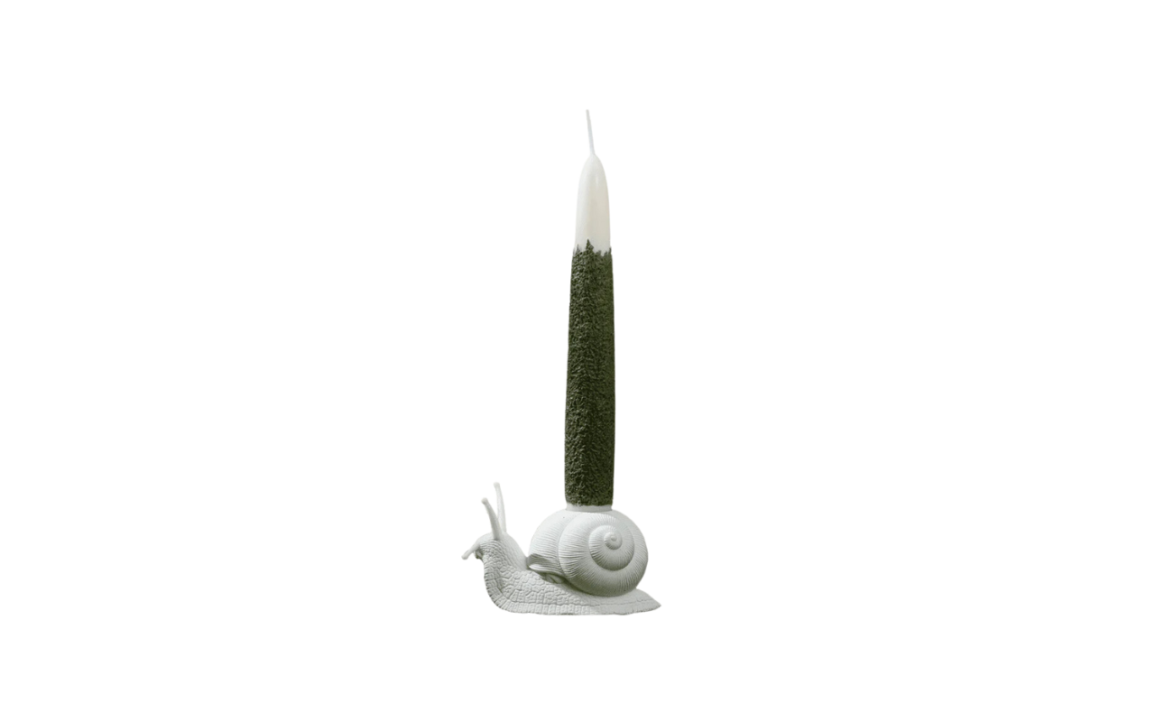 Southlakegifts canada：Moss Taper Candle and Snail Candle Holder Set