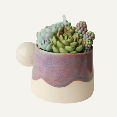 Handcrafted glazed mug features Cyclamen Succulent Candle by Southlake Gifts Canada