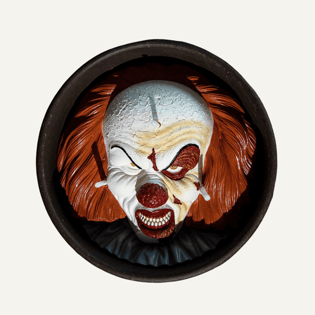 Handmade Halloween Clown Candle (IT Pennywise) by Southlake Gifts Canada - Halloween decor capturing terrifying details of Pennywise the clown from IT Clown Movie.