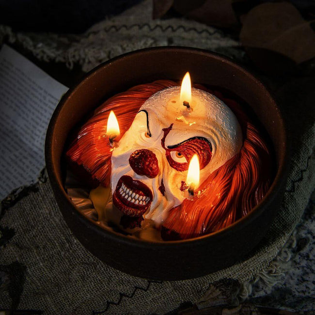 Spooky ambiance created by the Halloween Clown Candle made by Southlake Gifts Canada, adding fear and excitement to any environment, especially for Halloween.