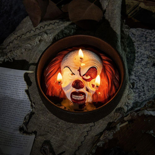 Add a touch of scary and spookiness to your Halloween decor with the handcrafted and handpainted Halloween Clown Candle from Southlake Gifts Canada
