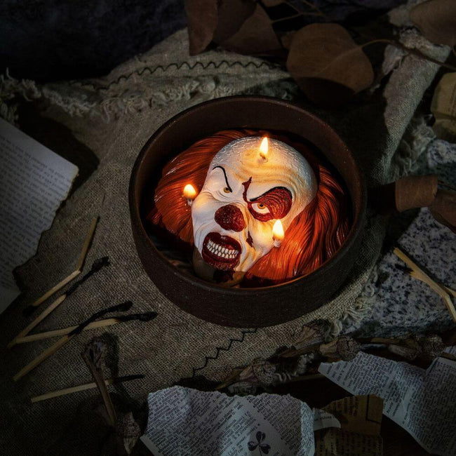 Indulge in the thrill of horror movies and embrace the magic of Halloween with the Handmade Halloween Clown IT Pennywise Clown Candle from Southlake Gifts Canada