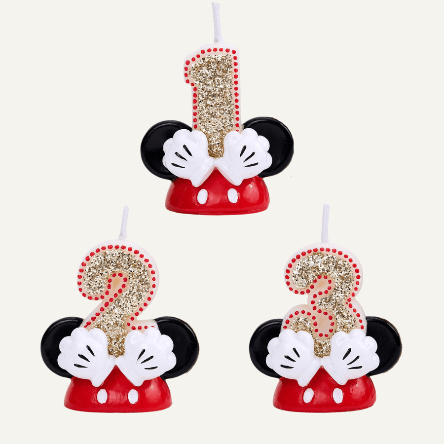 Presenting Disney Mouse Micky inspired Golden Glitter Number Candle by Southlake Gifts Canada, perfect for birthday or any Disney themed!