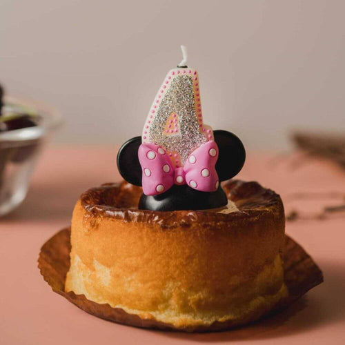 Southlake Gifts Canada number 4 Minnie Mouse Pink Dot Number Candle add as a topper and decoration for your cakes.