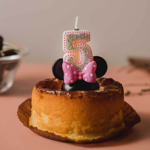 Southlake Gifts Canada number 5 Minnie Mouse Pink Dot Number Candle add as a topper and decoration for your cakes.
