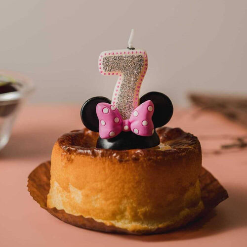 Southlake Gifts Canada number 7 Minnie Mouse Pink Dot Number Candle add as a topper and decoration for your cakes.