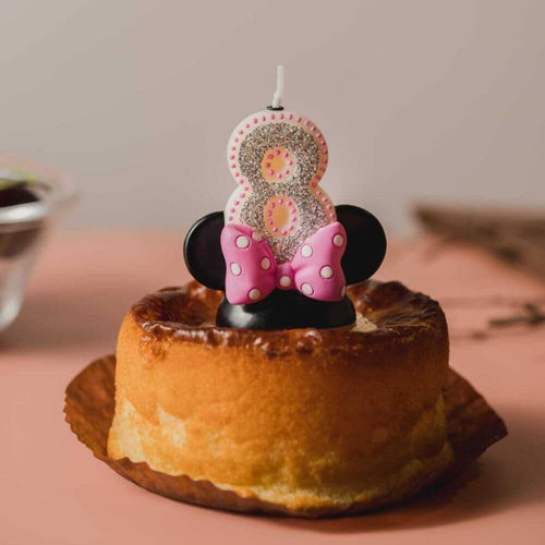 Southlake Gifts Canada number 8 Minnie Mouse Pink Dot Number Candle add as a topper and decoration for your cakes.