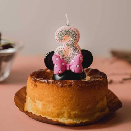 Southlake Gifts Canada number 3 Minnie Mouse Pink Dot Number Candle add as a topper and decoration for your cakes.