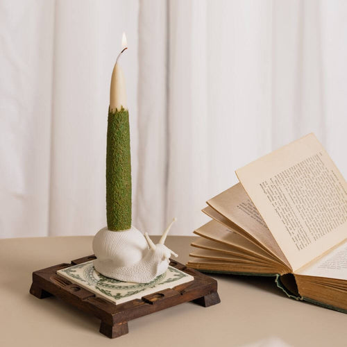 Perfect for table decor: Bring a touch of class to your dining table with the Moss Taper Candle and Snail Candle Holder Set. Created by Southlake Gifts Canada, this set features a taper candle surrounded by real moss texture and a snail candle holder with a stunning design, perfect for any table decor