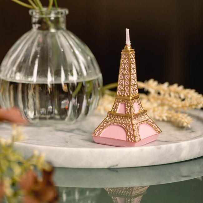 Charming Eiffel Tower Candle in Pink, perfect for home decor - Southlake Gifts Canada