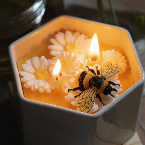 Spring Blossom Candle Bowl - Handcrafted Bee and Daisy Decor from Southlake Gifts Canada