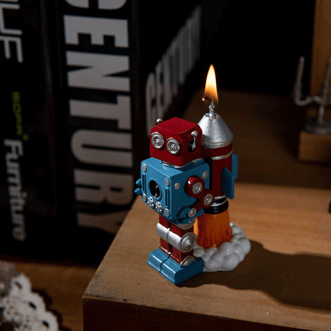Get the Vintage Robot Rocket Candle from Southlake Gifts Canada - a unscented candle decorative candle, perfect as a gift for birthdays and celebrations.