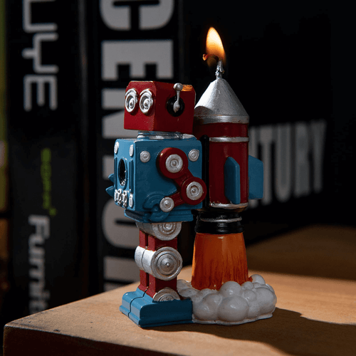 Transport yourself back to childhood with the Vintage Robot Rocket Candle, capturing the essence of your favorite robot - Optimus Prime, meticulously handcrafted to perfection by Southlake Gifts Canada